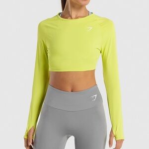 GYMSHARK Training Long Sleeve Crop Top in Yellow